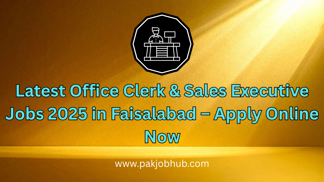 Office Clerk & Sales Executive Jobs 2025 in Faisalabad