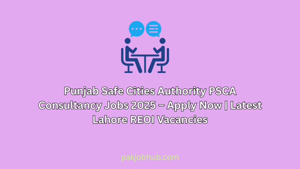 Punjab Safe Cities Authority PSCA Consultancy Jobs 2025