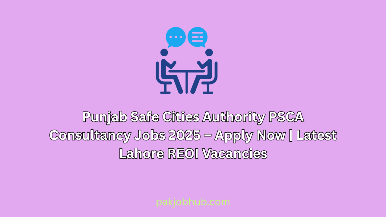 Punjab Safe Cities Authority PSCA Consultancy Jobs 2025
